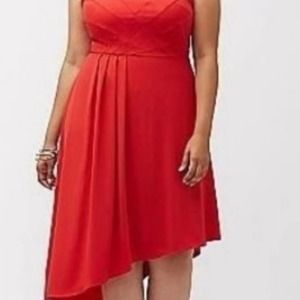 Lane Bryant Asymmetrical Dress Red Size 18